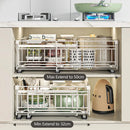 Expandable Pull-Out Cabinet Organizer for Kitchen – Silent Sliding Storage Drawer, No Drilling, Adjustable Shelf, Easy Install