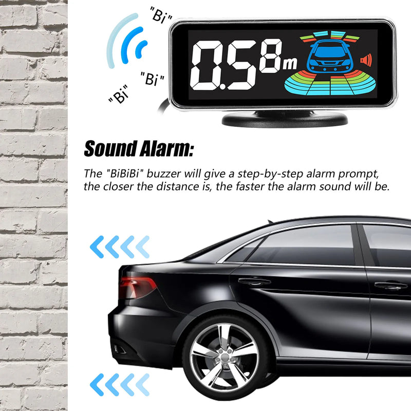 Rear Reversing Radars System LCD Display Car Parking Sensor Distance Detection Sound Warning Buzzer With 4pcs/8pcs Probes