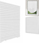 White Blind for Window, Temporary Window Shade, Light Filtering Pleated Fabric Shade ,Self Adhesive Blinds Room Darkening Blind