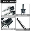 3 Pcs Stainless Steel Classic Bottle Pourers Tapered Spout Liquor Pourers with Rubber Dust Caps Spouts for Pours Liquor