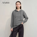 AMII Casual Hoodies Woman 2025 Autumn New Loose Embroidery Women's Sweatshirt Warm Versatile Long Sleeves Tops Ladies 12524005