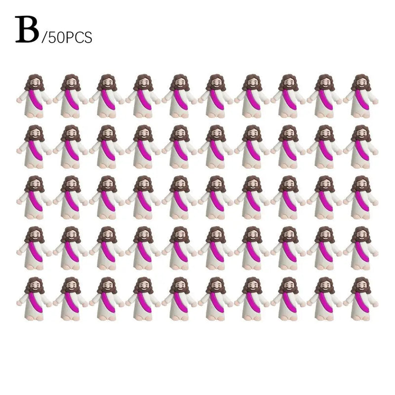 24/50/60pcs Mini Jesus Statue Easter Decoration Jesus Toys Figure Christ Religious Savior Jesus Doll Easter Supplies