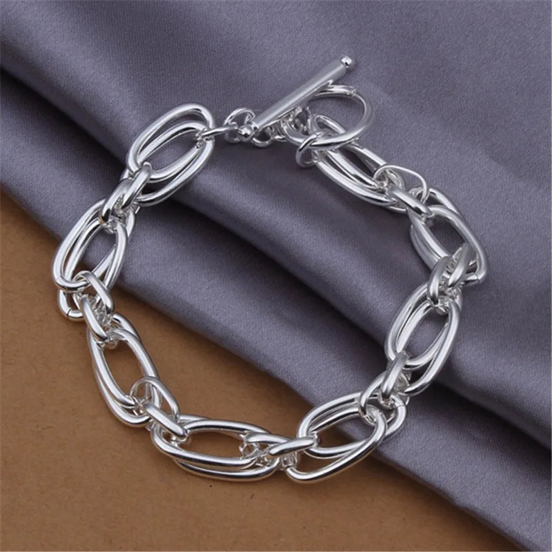 Wholesale for Men Women Chain Silver Color Bracelets Noble Wedding Gift Party Fashion Jewelry Christmas Gifts