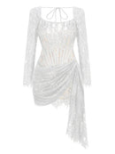 The Lace Hour | Strapless Lace-Panel Sheath Mini Dress