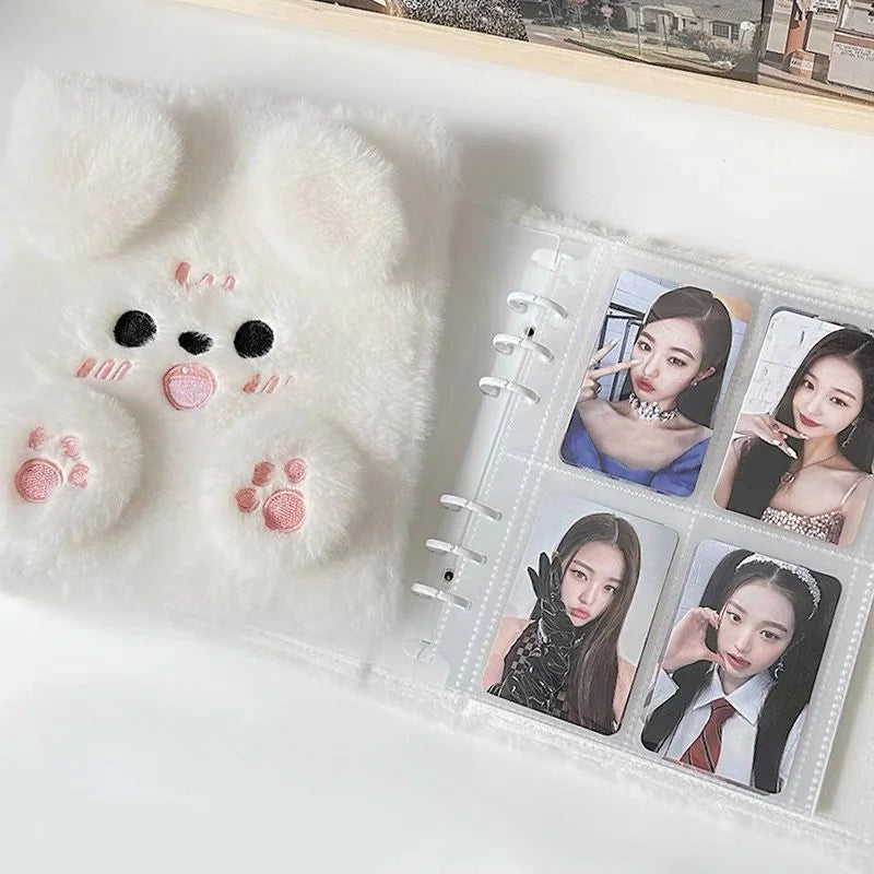 A6 Kpop Cartoon Plush Collect Book Binder Photo Album Idol Card Holder Book Cute Girl Diary Planner Cover School Stationery