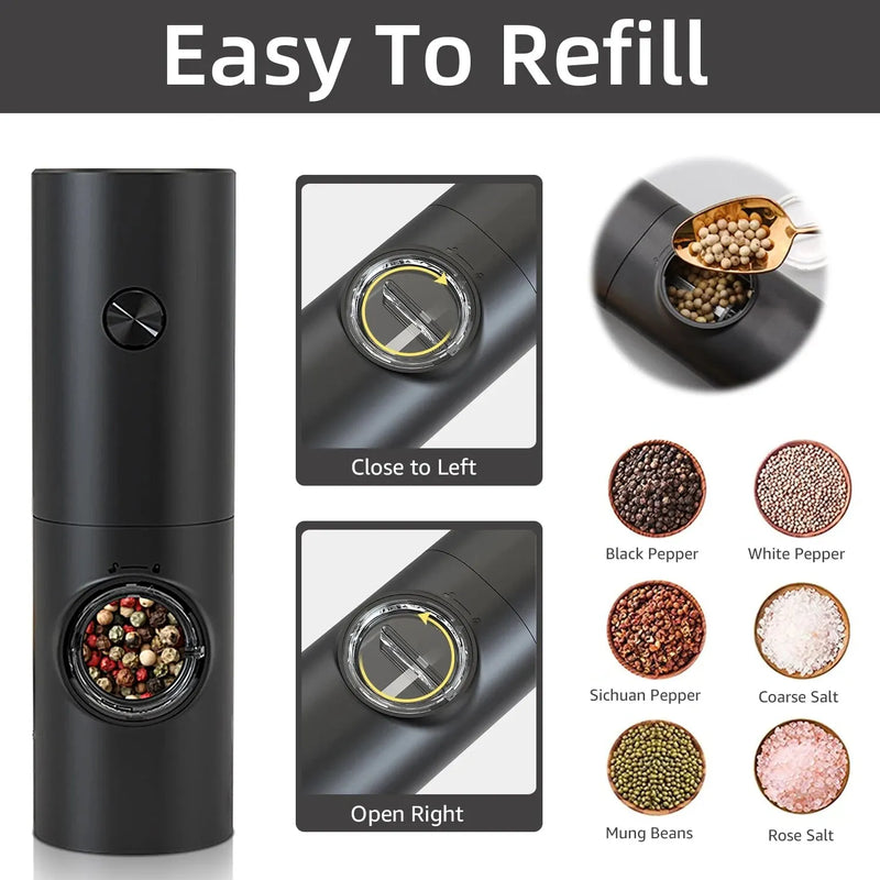 Electric Automatic Salt and Pepper Grinder Set Rechargeable With USB Gravity Spice Mill Adjustable Spices Grinder Kitchen Tools