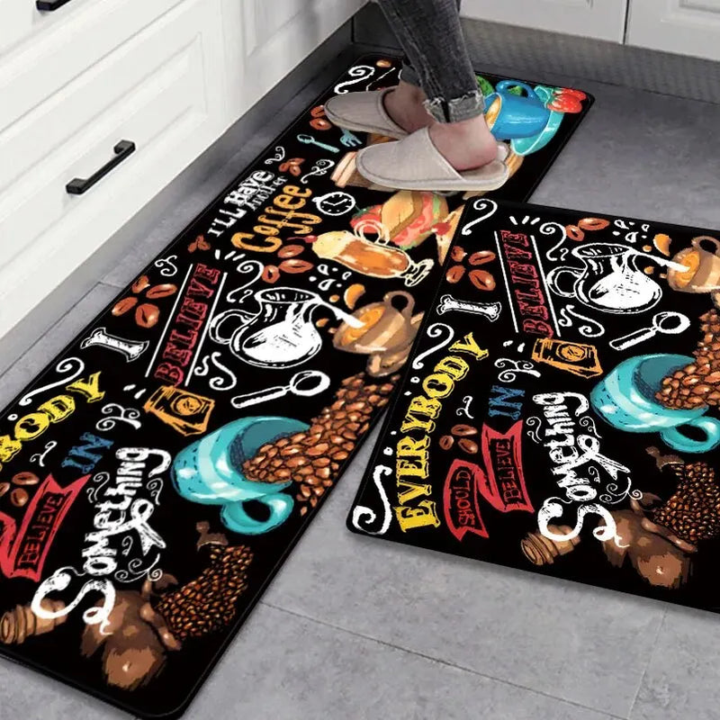 3D Printed Gourmet Kitchen Rug Bathroom Non-Slip Flannel Floor Mat For Living Room And Entrance Door Home Decoration Products