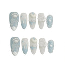 10pcs/1set Black White Press On Nails With Smudging Design Ultra-flexible Long Lasting Fake Nails For Daily And Parties Wearing