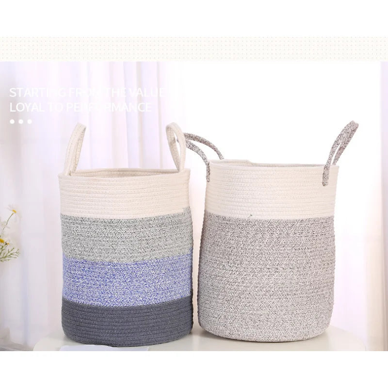 Cotton Rope Braided Dirty Clothes Basket Household Items Toys Storage Bag Living Room Bedroom Storage Cloth Art Storage Basket