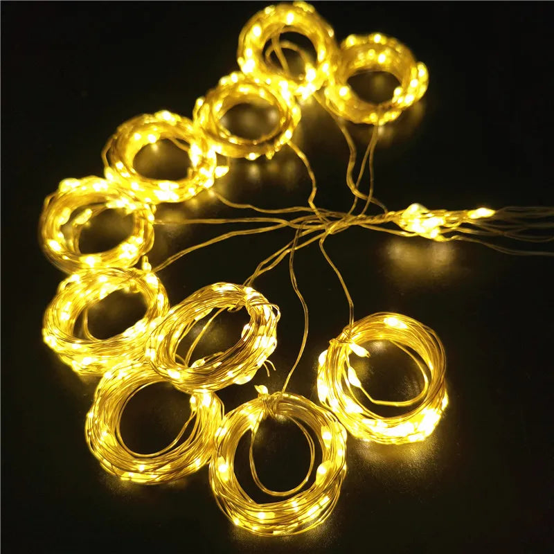 LED Curtain Icicle String Lights Christmas Fairy Lights Decoration 6m Remote Control USB Wedding Garland for Bedroom Party Home