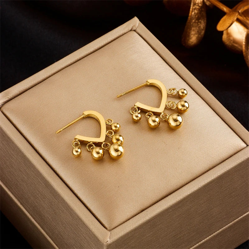 DIEYURO 316L Stainless Steel Heart Lock Hoop Earrings For Women High Quality Gold Color Girls Ear Jewelry Party Wedding Gifts