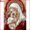 Huacan Neuheiten 2025 Diamond Painting Heilige Mutter Kinder Diamant Mosaik Porträt Religion Tier Komplettset Bastelset