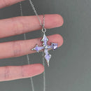 LATS 2025 New Purple Love Cross Necklace Exquisite Trend Punk Dark Style Clavicle Chain Fashion Jewelry