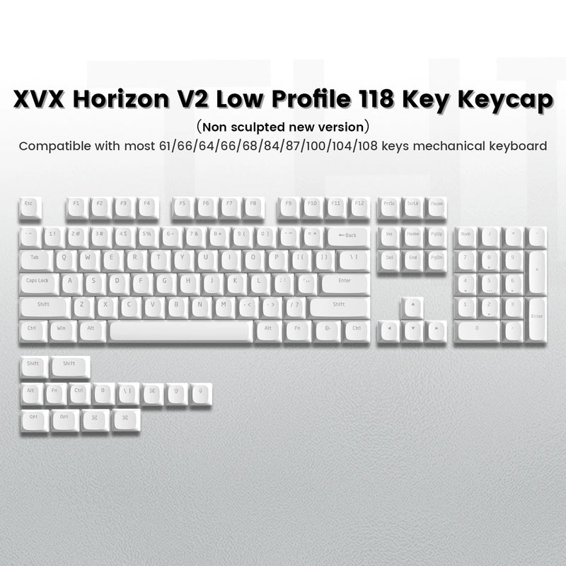 118 Keys Low Profile PBT Keycaps Slim Horizon Keycaps for Cherry Gateron MX Switches Gamer Keyboard with Works US and UK Layout