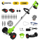 Conentool 24V Akku Rasentrimmer - Rasenmäher Gartentrimmer mit 2 * 2000mAh Akkus und 15 Klingen, Grasschneider