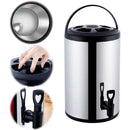 Stainless Steel Double-Layer Container 6L/8L with Faucet Beverage Dispenser Milk Tea Buckets Ideal for Water Milk Tea and Coffee