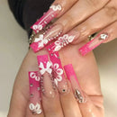 24Pcs Gold French Border False Nails Long Coffin False Nails with Rhinestones Ballerina Full Cover Nail Tips Press on Nails 2030