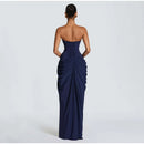 The Aurelian | Butter Yellow Mesh Strapless Pleated Evening Gown