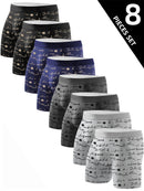 8-piece Set Of Men's Underwear Soft Breathable Comfortable Men's Long Boxers Letters Trendy Individual Sport Fitness Men's Pants