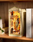 Robotime Rolife Book Nook DIY Dollhouse Furniture 4 Kinds Booknook Bookends Model Kit with LED Light for Bookshelf Insert Decor