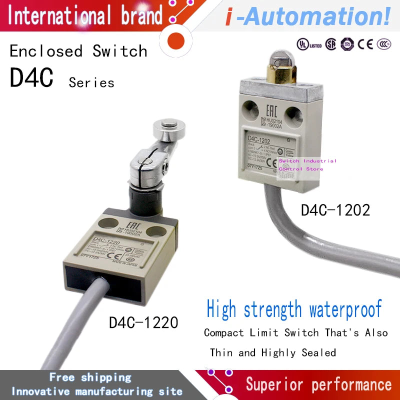 High strength waterproof travel limit switch D4C-1202 1201 1203 1220 1224 1231 1232 1233 1250 1260 1620 3324 Enclosed switch1227