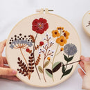 Picoey Flower Embroidery Kit for Beginners with Pattern and Instructions,1 Pack Cross Stitch Kits, Embroidery Hoops