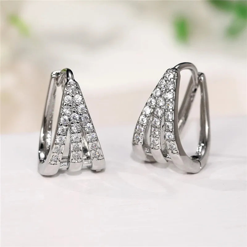 Huitan Colorful CZ Hoop Earrings Women Fashion Ear Hoop Accessories Luxury Bridal Wedding Earrings Statement Jewelry Drop Ship