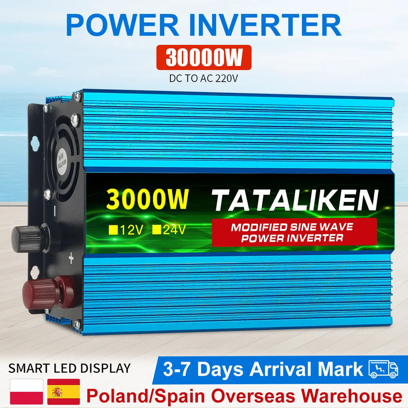 1000W-10000W Inverter 12V/24V 220V Pure Sine Wave Converter Solar Inverters With LED EU Socket