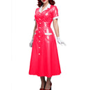The Lacquer | Glossy PVC Leather A-Line Midi Dress