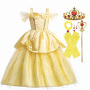 Girl Belle Princess Dress Kids Beauty and The Beast Costume Children Christmas Birthday Cosplay Elegant Party Dress 2-10 Years