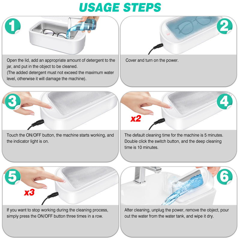 650ML Ultrasonic Cleaning Machine High Frequency Vibration Cleaner Washing Tool Portable Watch Jewelry Glasses Braces Cleaner