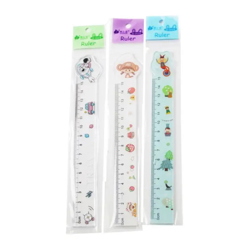 1 Piece Lytwtw's Cute Kawaii Stationery Cartoon Drawing Gift Office School Kitten Straight Plastic Ruler