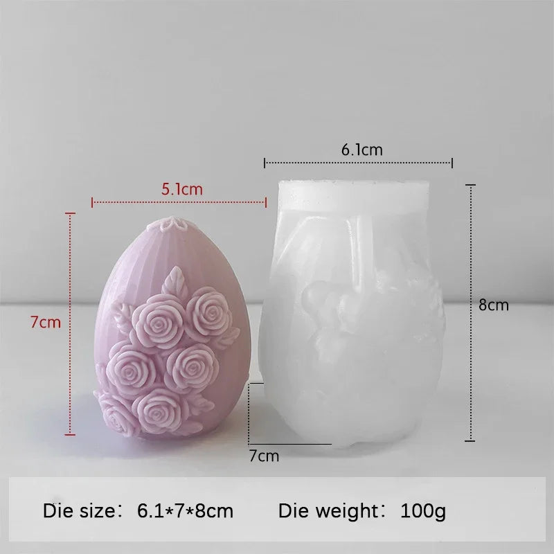 Easter Day Gift Egg Candle Making Silicone Mold Festival Embossed Butterfly Eggs Resin Epoxy Mould Sunflower Rose Soap Wax Tools