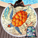 Summer Round Beach Towels Undersea Octopus Circle Bath Shower Towel With Drawstring Storage Bag Yoga Mat Blanket toalla playa