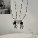 JWER 2Pcs Stainless Steel Electrocardiogram Magnetic Couple Necklace Elegent Heart Necklace Jewelry Lover Creative Gifts