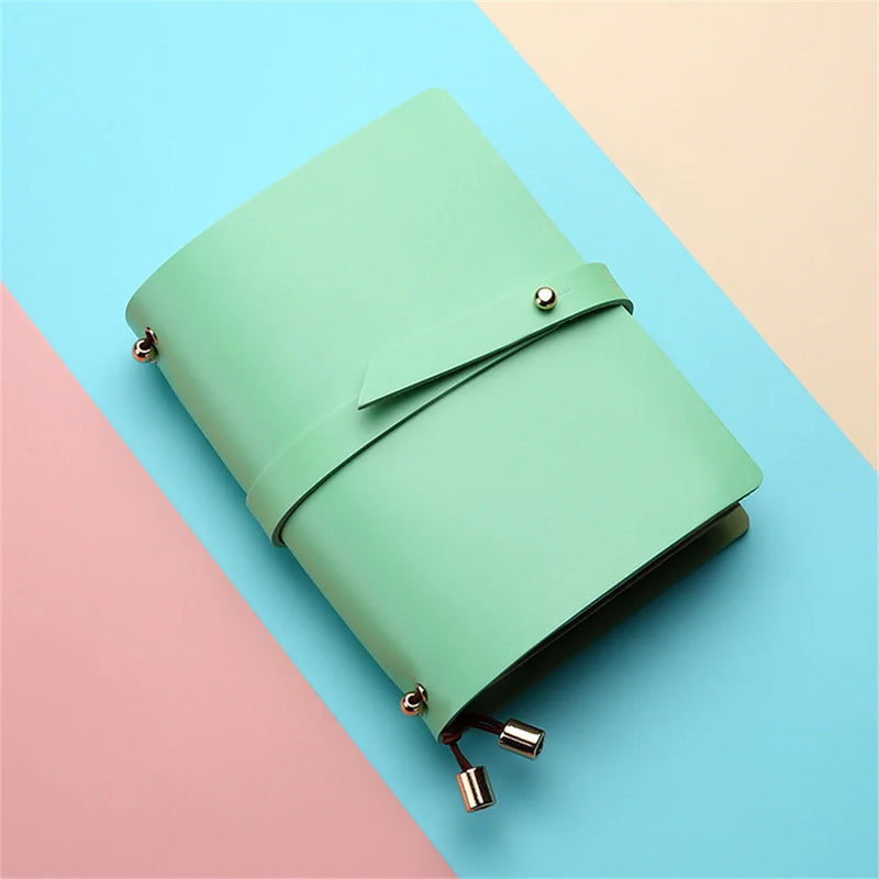 Soft PU Leather A5 Notebook Passport Style Solid Color Creative Fresh Loose-Leaf Notepad Student Stationery Diary Book 135x105mm