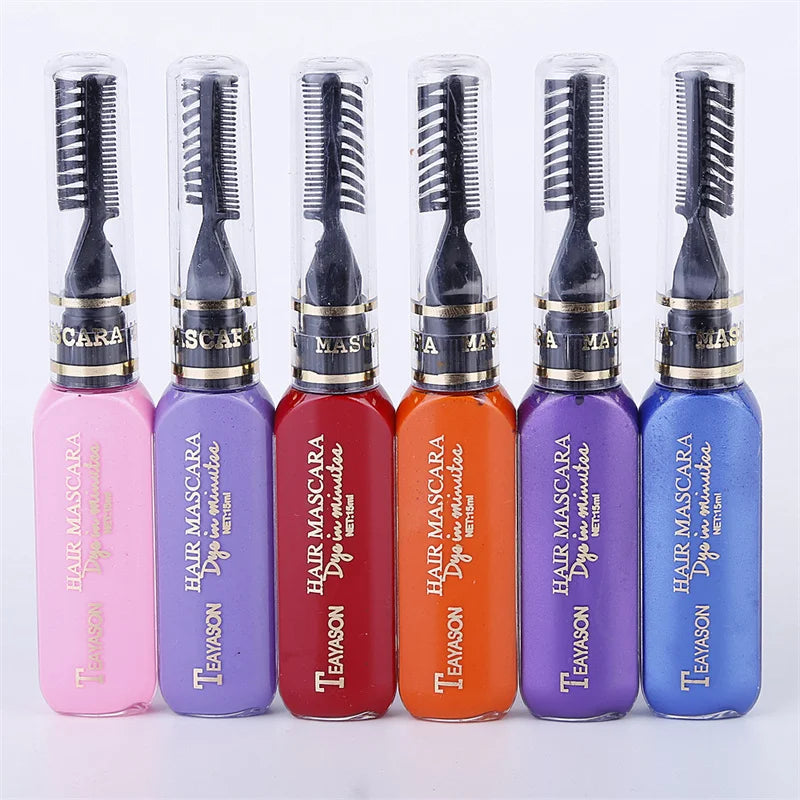 13 Colors One-off Hairs Color Disposable Hair Coloured Mascara Beauty Tool Washable Non-toxic DIY Hair Wax Blue Grey Purple