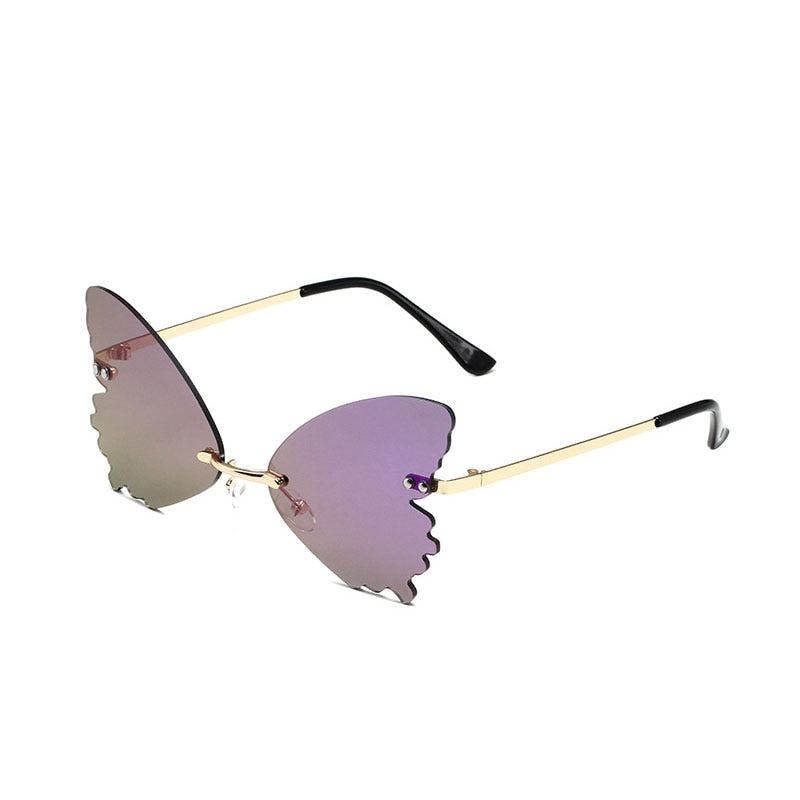 2022 Vintage Dragonfly Wings Sunglasses Fashion Rimless Women Clear Lens Eyewear Men Pink Sun Glasses UV400 Eyewear Female