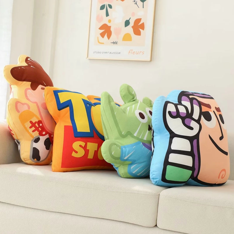 Cute Toy Story Plush Toy Woody Buzz Lightyear Alien Plushies Cartoon Double Sided Printed Pillow Back Cushion Gifts Girl