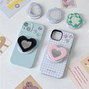 Cute 3D Love Heart Flower For Magsafe Wireless Charge Phone Griptok Grip Tok For iPhone15 14 Magnetic Case Folding Finger Stand
