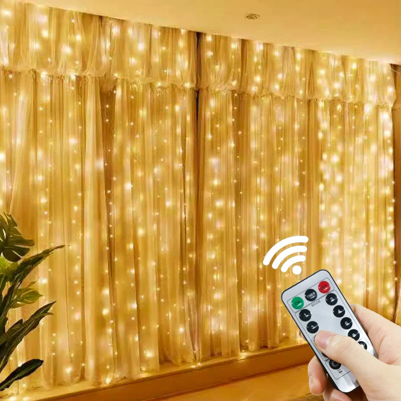 USB Festoon LED String Light 8 Mode Remote Christmas Fairy Garland Curtain Light Decor For Home Holiday Decorative New Year Lamp