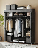 Hzuaneri Wardrobe, Fabric Wardrobe, 162 x 43 x 175 cm, Portable Wardrobe for Bedroom,3 Clothes Rails with Non-Woven Fabric Cover