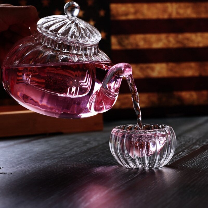 600ml Punpkin Pattern Heat-resistant Glass Teapot With Strainer Filter Teapot Can be Heated Water Tea Pot Drinkware