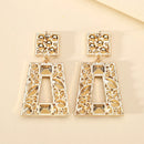 Modische hohle Ohrhänger aus Metall mit Kristall in geometrischem Design für Damen – Trend 2022, Boho-Luxus-Design, Pendientes, Vintage-Partyschmuck