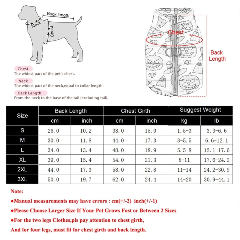Halloween Pet Dog Costume Winter Warm Clothes For Small Medium Dogs Cat Funny Pumpkin Print Jacket Puppy Vest Coat Festival Gift