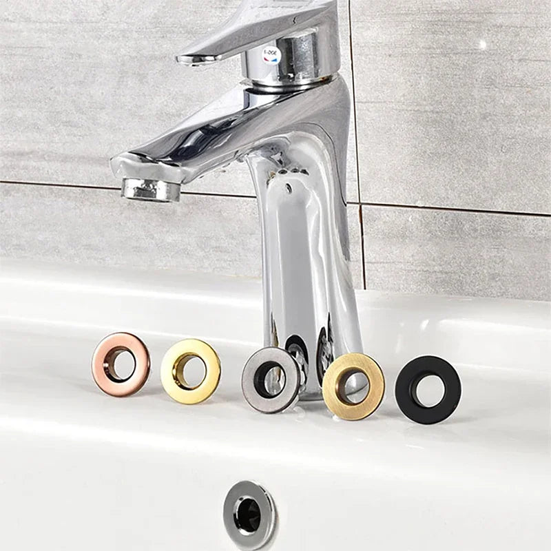 Bathroom Basin Faucet Sink Overflow Cover Brass Six-foot Ring Insert Replacement Hole Cover Cap Chrome Trim Bathroom Accessories