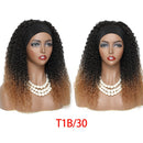 Black curly Hair Headband Wigs 18 Inches Ombre Brown Afro Kinky Curly Hair for Afro Women Soku Glueless Wig 150% Density