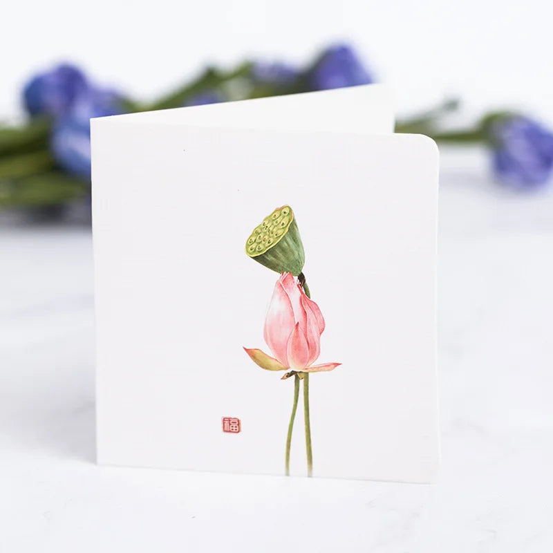 10Pcs/Set Chinese Style Flower Bird Greeting Cards Birthday Wedding Thank You Blessing Card Invitations for Mothers Father's Day