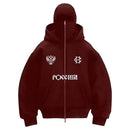 Trendy Double Hat Hoodies Unique Design Balaclava Hooded Sweatshirt Women Men Autumn Winter Warm Unisex Loose Y2K Zipper Hoodie