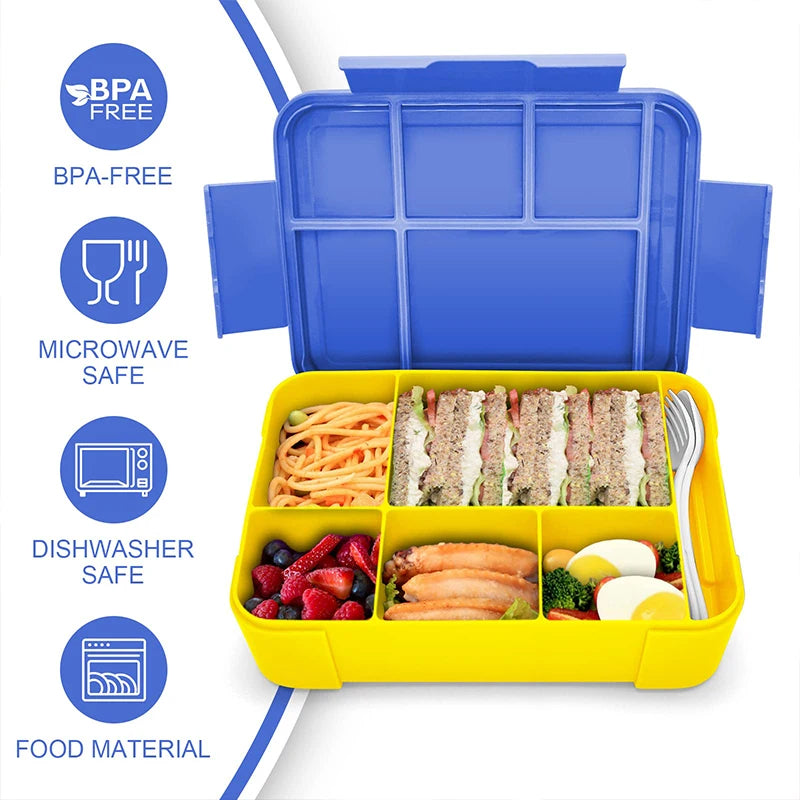 1300 Ml Lunch Box With Compartments Children Leak-Proof Bento Box Nursery And School Sealed Fruit Box Microwave Heating